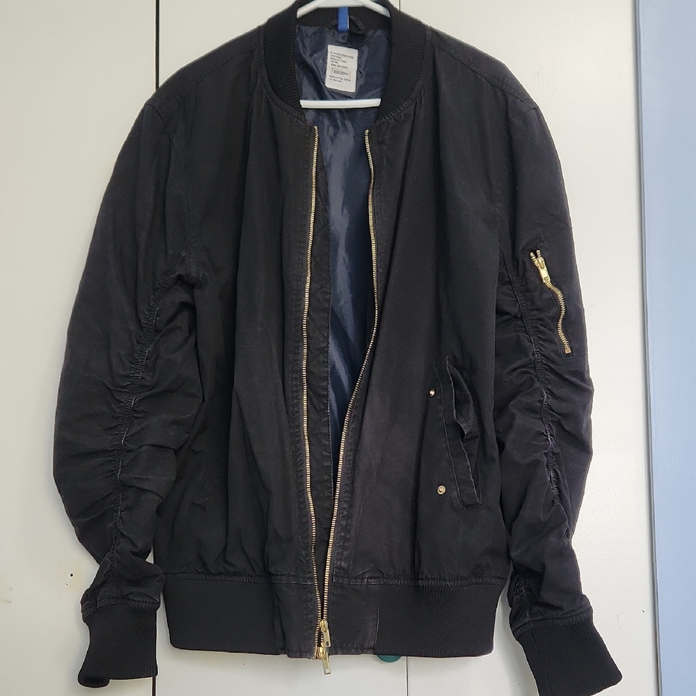 Divd Supply Black Bomber Jacket with Gold Zipper